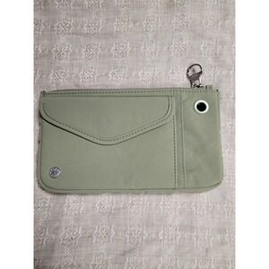 Athleta Coffee Run Pouch Sage Green Nylon Zip Wallet Card Holder Organizer